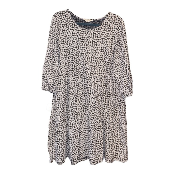 Seasalt Cornwall Organic Cotton Navy & White Heron Dip Tiered Dress Size 10 ARG - Picture 1 of 4